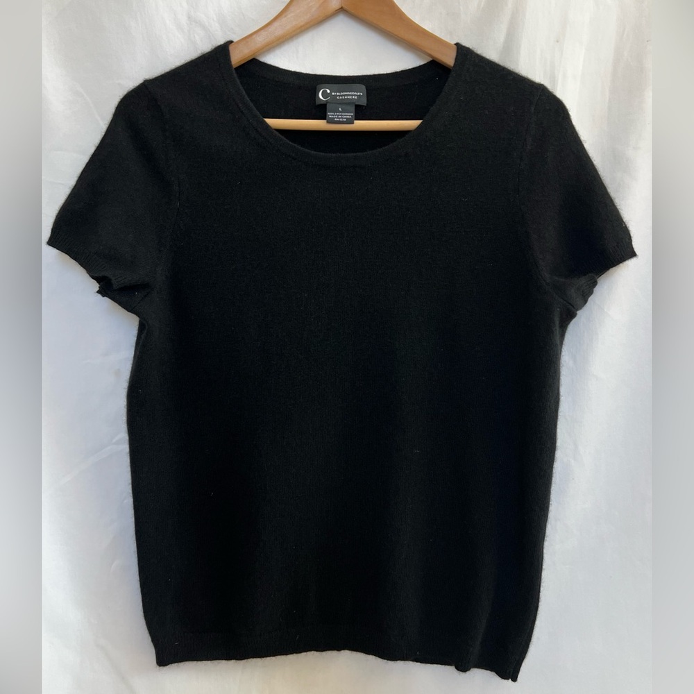 Bloomingdale's Cashmere Short Sleeve Crewneck Sweater, Size L